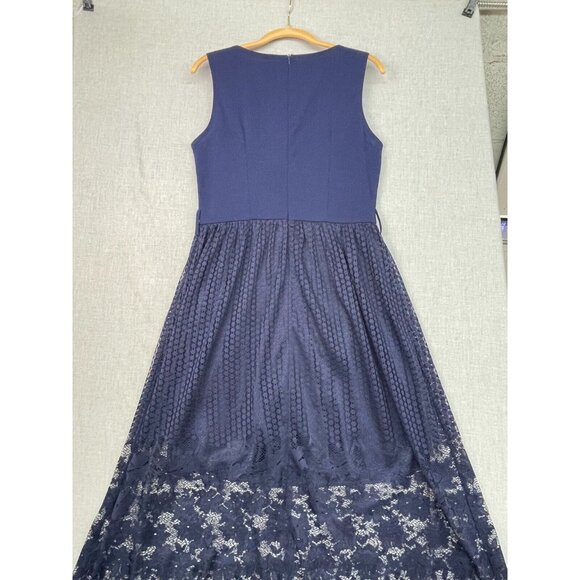 Women's Sleeveless Navy Blue Lace Midi Dress, Size - Picture 8 of 8
